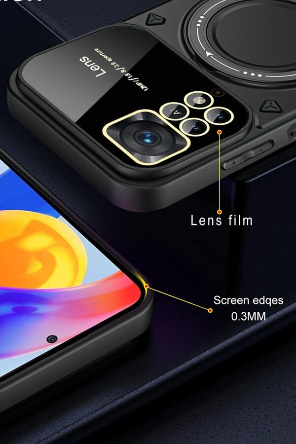 Xi̇aomi̇ Redmi̇ Note 12 Pro 4G Kılıf Joy Lens Standlı Kapak - Si̇yah - Dropx9763-5344