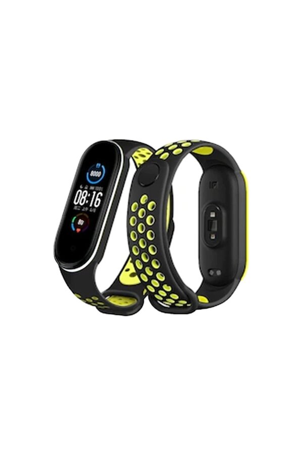 Xi̇aomi̇ Mi̇ Band 4 Spor Deli̇kli̇ Kordon - Si̇yah-Yeşi̇l-Beyaz - Dropx5862-2733