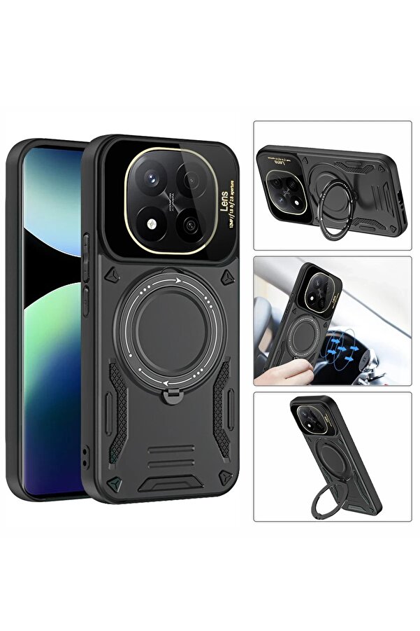 Xi̇aomi̇ Redmi̇ Note 14 Pro 5G Kılıf Joy Lens Standlı Kapak - Laci̇vert - Dropx1831-9153