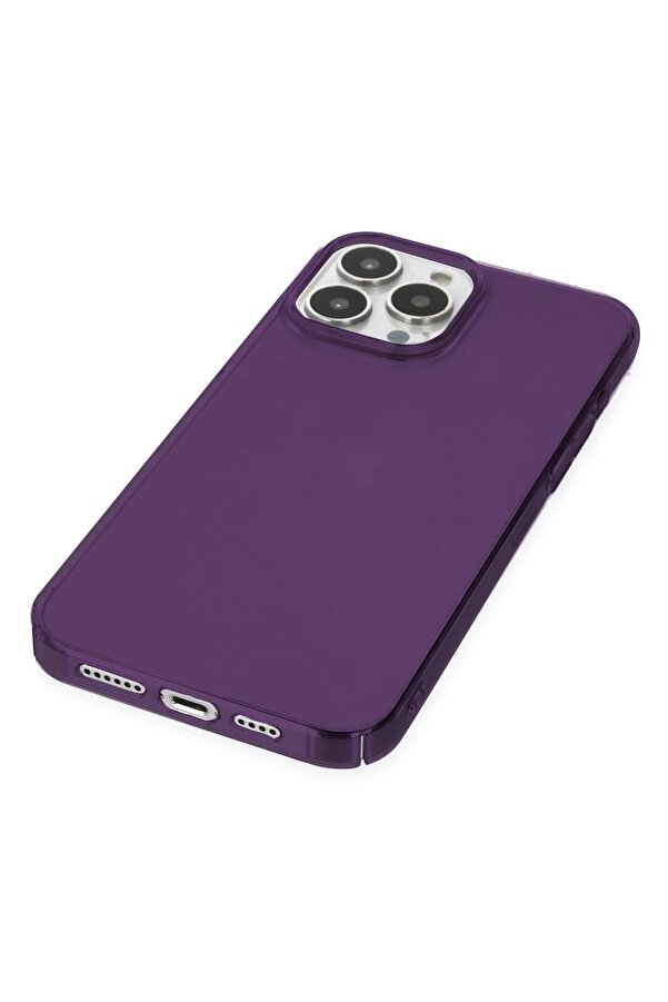 İphone 14 Pro Max Kılıf Pc Sert Şeffaf Kapak - Mor - Dropx9555-2580