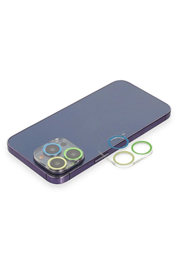 İphone 12 Pro Max Uyumlu Renkli̇ Kamera Lens Koruma Cam - Yeşi̇l-Sarı - Dropx2747-6240
