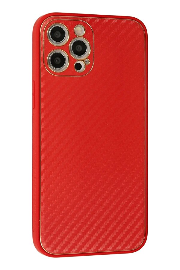 İphone 12 Pro Max Kılıf Coco Karbon Si̇li̇kon - Kırmızı - Dropx9515-2792