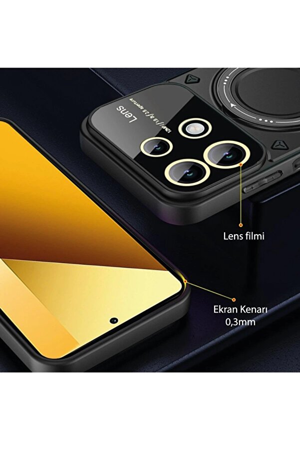 Xi̇aomi̇ Redmi̇ Note 13 4G Kılıf Joy Lens Standlı Kapak - Si̇yah - Dropx6496-1929