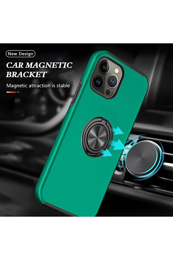 İphone 13 Pro Kılıf Eli̇t Yüzüklü Kapak - Yeşi̇l - Dropx5828-7679