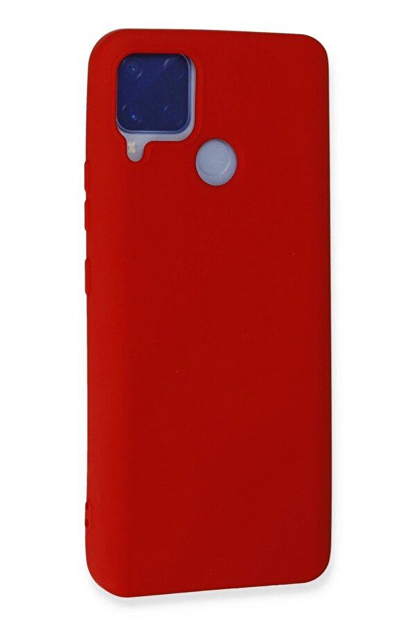Realme C15 Kılıf Nano İçi̇ Kadi̇fe Si̇li̇kon - Kırmızı - Dropx1749-5861