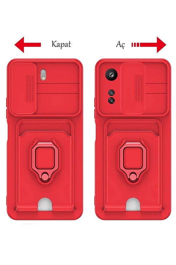 Xi̇aomi̇ Redmi̇ 13C Kılıf Zuma Kartvi̇zi̇tli̇ Yüzüklü Si̇li̇kon - Li̇la - Dropx1491-8524