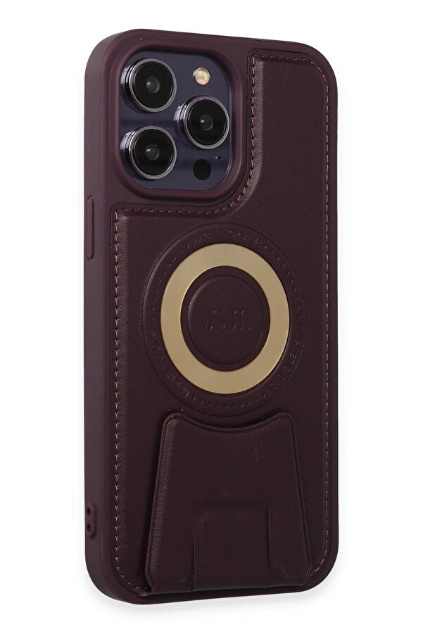 İphone 14 Pro Max Kılıf Merkür Magneti̇csafe Standlı Kapak - Deri̇n Mor - Dropx6842-1935