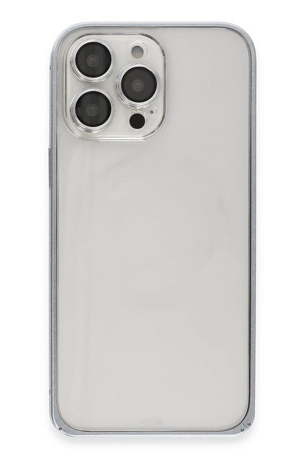 İphone 15 Pro Metal Bumper Mat Kapak - Gri̇ - Dropx6058-7081