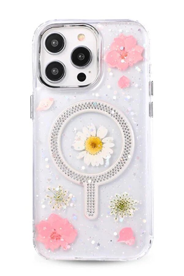 İphone 14 Pro Flower Magsafe Kapak - Pembe - Dropx3094-4127