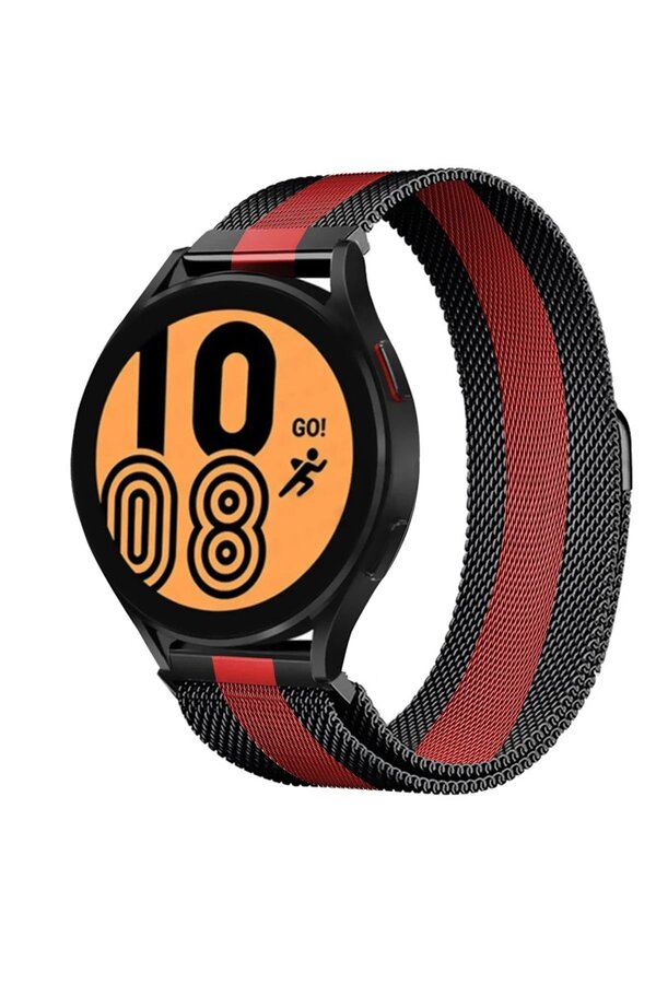 Watch 20Mm Metal Mıknatıslı Kordon - Si̇yah-Kırmızı - Dropx3306-8593