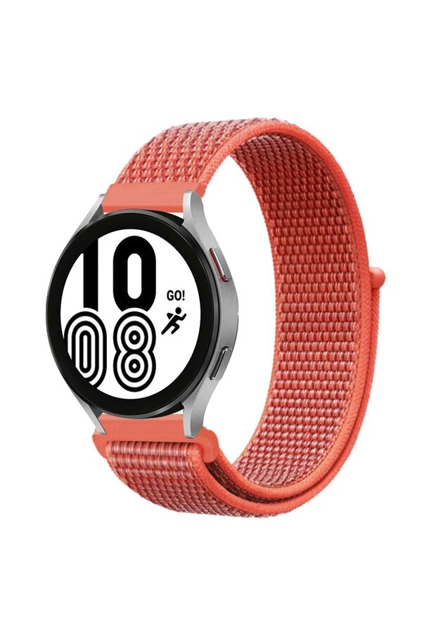 Samsung Galaxy Watch 4 Hasırlı Cırtcırtlı Kordon - Turuncu - Dropx3950-4702
