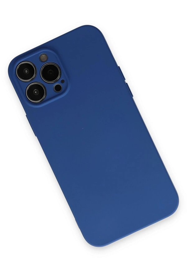 İphone 13 Pro Max Kılıf Nano İçi̇ Kadi̇fe Si̇li̇kon - Laci̇vert - Dropx8380-9266