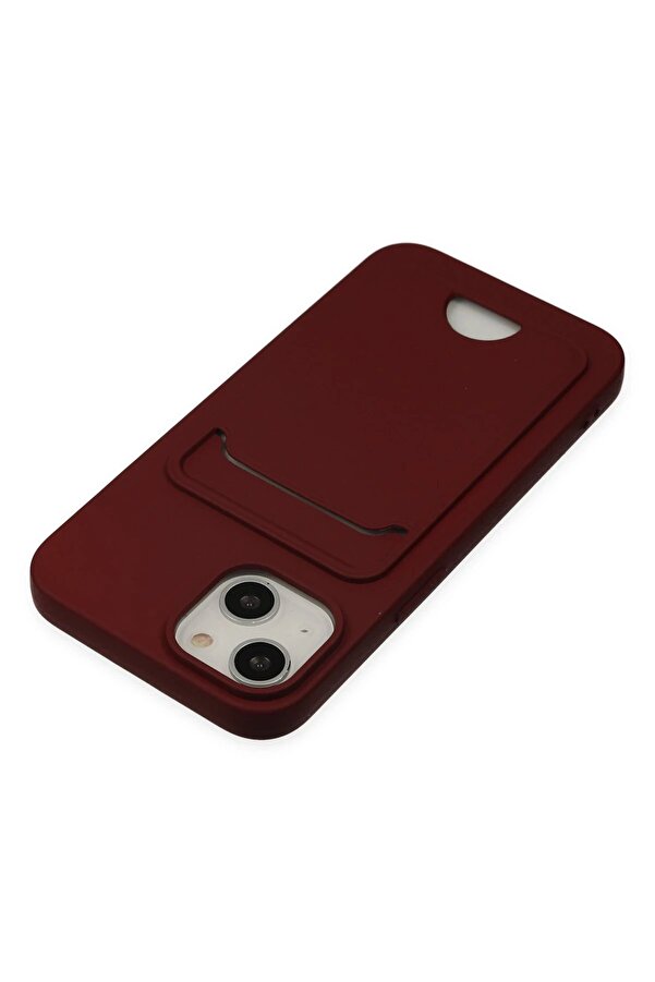 İphone 14 Plus Kılıf Kelvi̇n Kartvi̇zi̇tli̇ Si̇li̇kon - Bordo - Dropx3166-6226