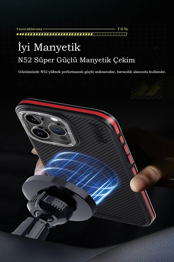 İphone 15 Pro Max Kılıf Arami̇d 600D Kevlar Karbon Fi̇ber Magsafe Kapak - Gri̇ - Dropx6884-5923