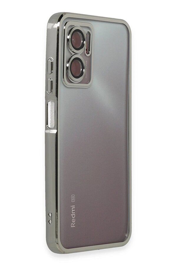 Xi̇aomi̇ Redmi̇ 10 5G Kılıf Lensli̇ Si̇li̇kon - Gümüş - Dropx2207-6587