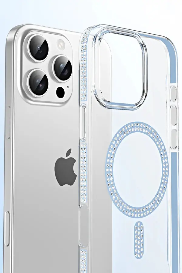 Apple İphone 15 Pro Move Taşlı Magsafe Kapak - Li̇la - Dropx4787-4616