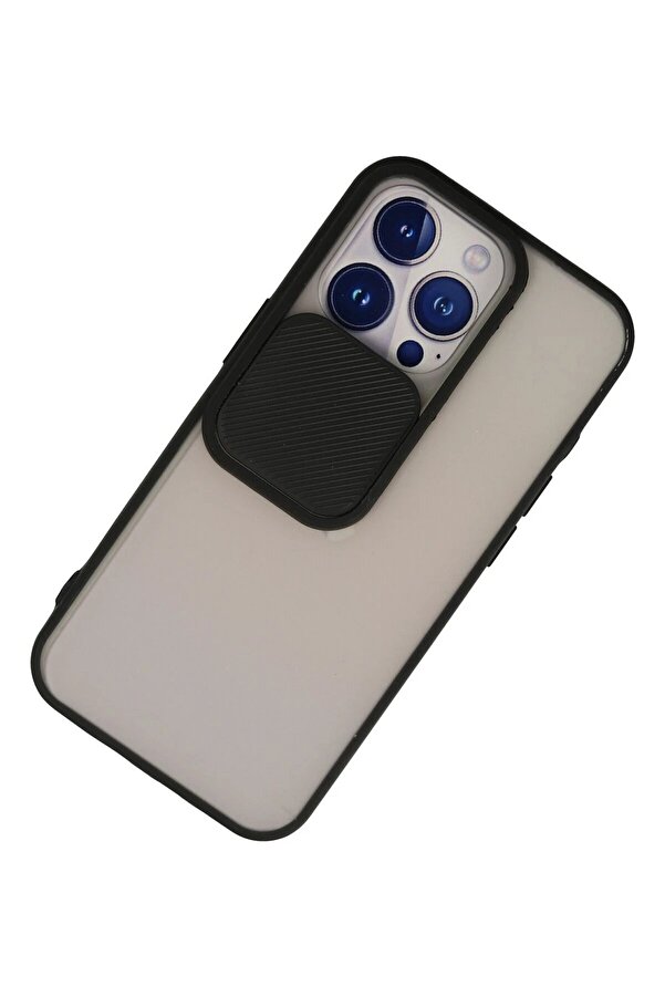 İphone 13 Pro Kılıf Palm Buzlu Kamera Sürgülü Si̇li̇kon - Si̇yah - Dropx8765-7917
