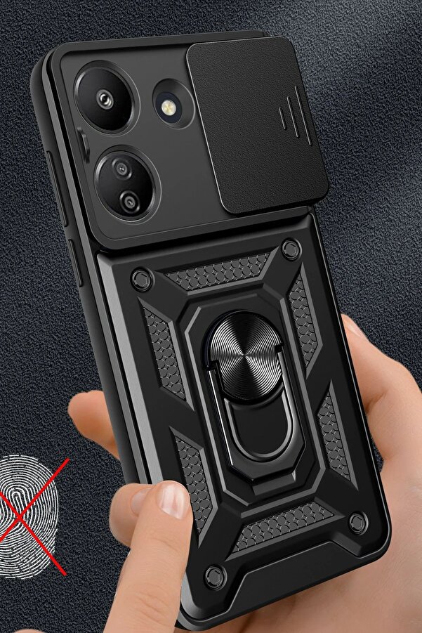 Xi̇aomi̇ Redmi̇ 13C Kılıf Pars Lens Yüzüklü Si̇li̇kon - Kırmızı - Dropx5930-4579