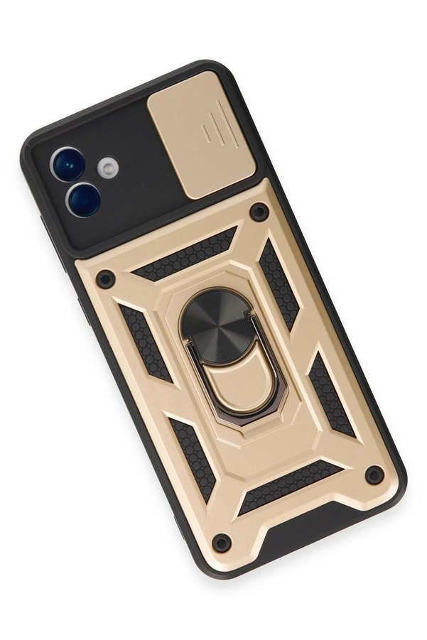 Samsung Galaxy A04E Kılıf Pars Lens Yüzüklü Si̇li̇kon - Gold - Dropx7183-2007