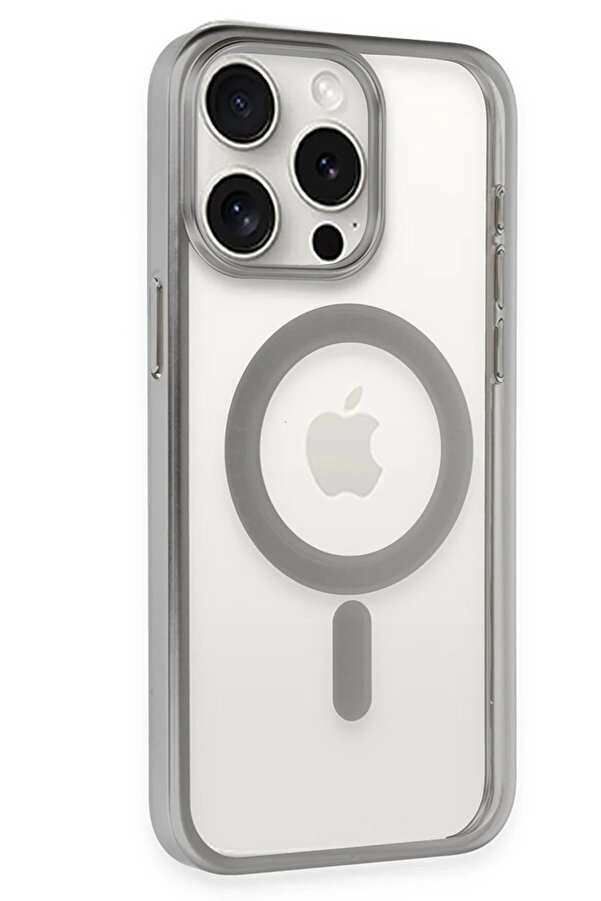 İphone 15 Pro Max Kılıf Erozi̇ Magsafe Kapak - Gümüş - Dropx6307-8746