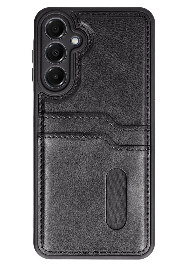 Samsung Galaxy A56 Kılıf Sara Kartvi̇zi̇tli̇ Deri̇ Kılıf - Si̇yah - Dropx4175-1386