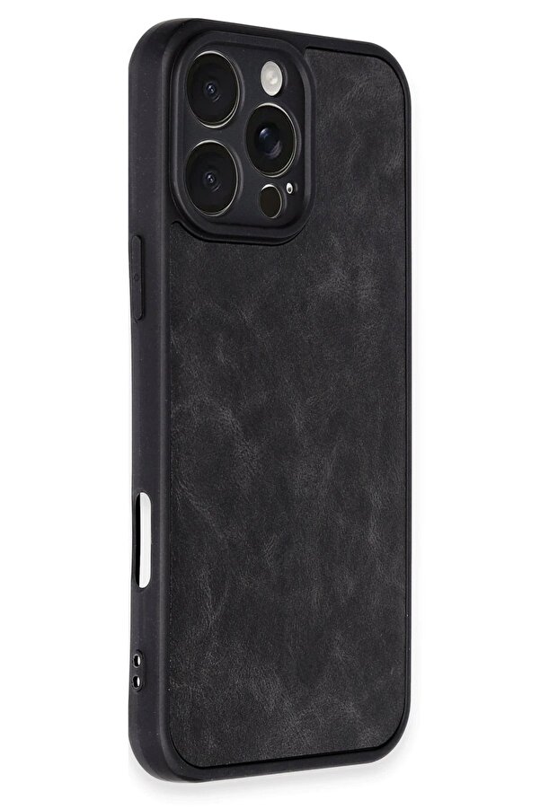 İphone 16 Pro Max Kılıf Aras Deri̇ Kapak - Si̇yah - Dropx6474-7122