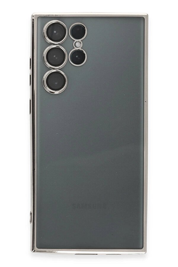 Samsung Galaxy S22 Ultra Kılıf Lensli̇ Si̇li̇kon - Gümüş - Dropx7976-1317