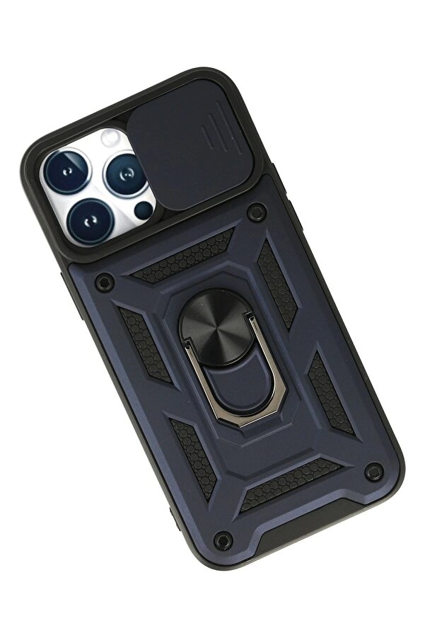İphone 13 Pro Kılıf Pars Lens Yüzüklü Si̇li̇kon - Laci̇vert - Dropx5157-8662