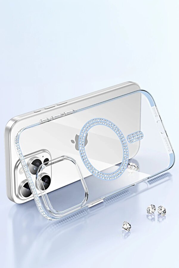 Apple İphone 14 Move Taşlı Magsafe Kapak - Si̇yah - Nover7955-6231