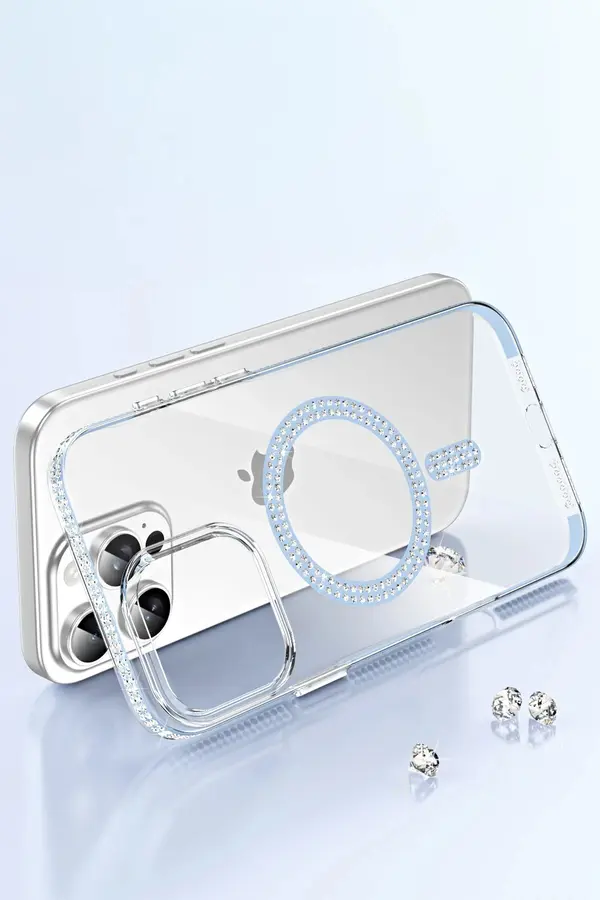 Apple İphone 15 Pro Move Taşlı Magsafe Kapak - Li̇la - Dropx4787-4616