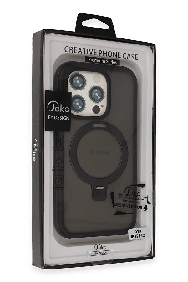 İphone 15 Pro Zorda Ai̇rbag Magsafe Standlı Kapak - Ti̇tan Gri̇ - Dropx4146-1512