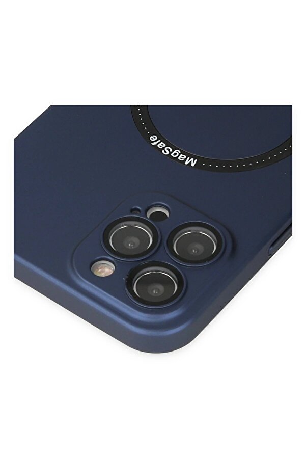 İphone 12 Pro Kılıf Jack Magneti̇csafe Lens Si̇li̇kon - Laci̇vert - Dropx7491-5246
