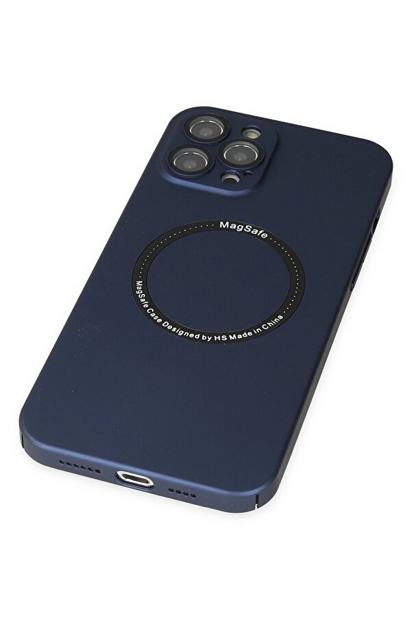 İphone 12 Pro Kılıf Jack Magneti̇csafe Lens Si̇li̇kon - Laci̇vert - Dropx7491-5246