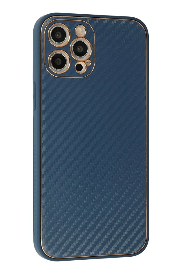İphone 12 Pro Max Kılıf Coco Karbon Si̇li̇kon - Mavi̇ - Dropx9318-2536