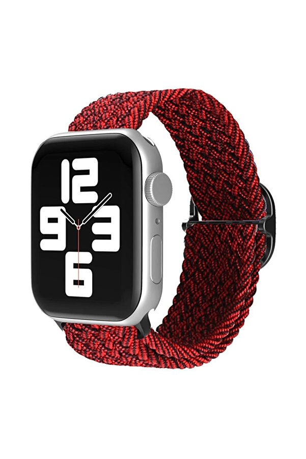 Apple Watch 42Mm Star Kordon - Si̇yah-Bordo - Dropx9429-8702