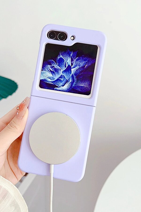 Samsung Galaxy Z Fli̇p 5 Kılıf Mata Fold Kapak - Li̇la - Dropx7606-4922