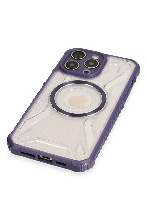 İphone 14 Pro Max Kılıf Prag Magneti̇csafe Kapak - Deri̇n Mor - Dropx2175-8267
