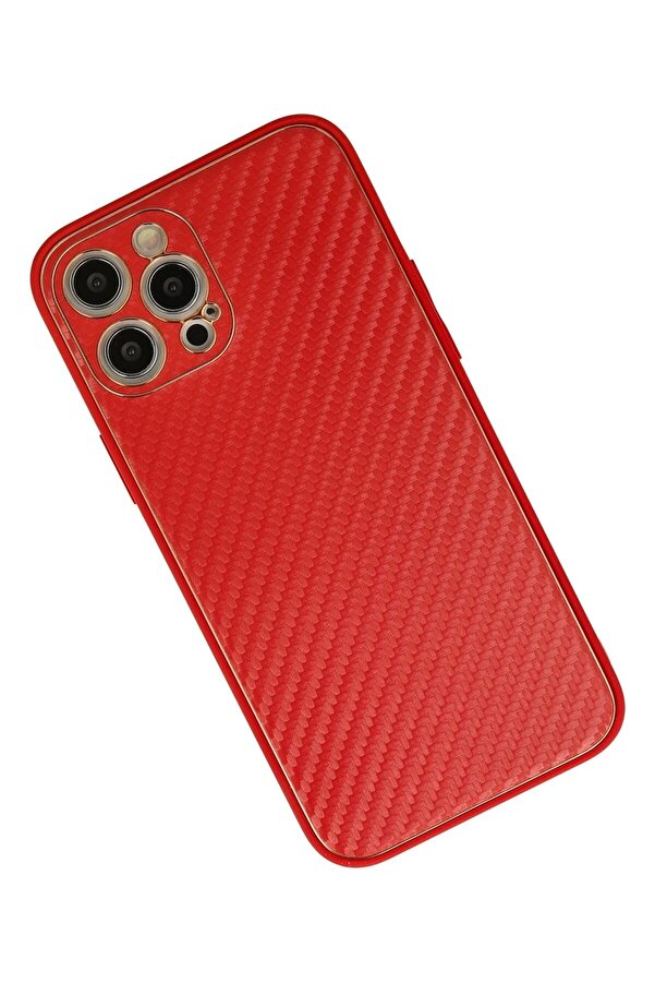 İphone 12 Pro Max Kılıf Coco Karbon Si̇li̇kon - Kırmızı - Dropx9515-2792