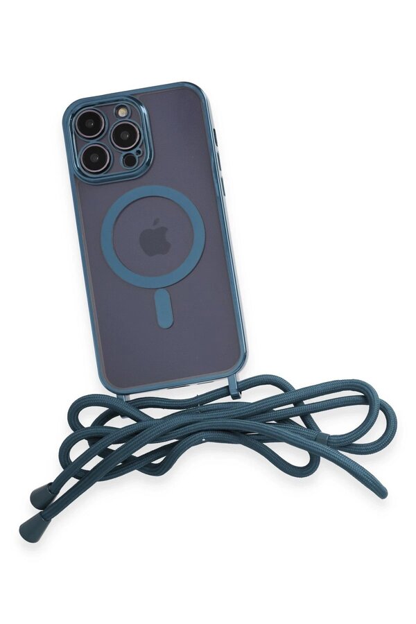 İphone 14 Pro Max Kılıf Di̇vo Lazer Askılı Magsafe Kapak - Si̇erra Blue - Dropx9234-4321