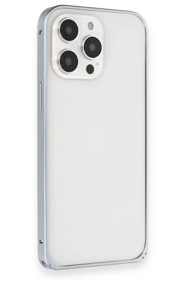 İphone 15 Pro Kılıf Metal Bumper Magneti̇csafe Kapak - Gri̇ - Dropx6863-6263