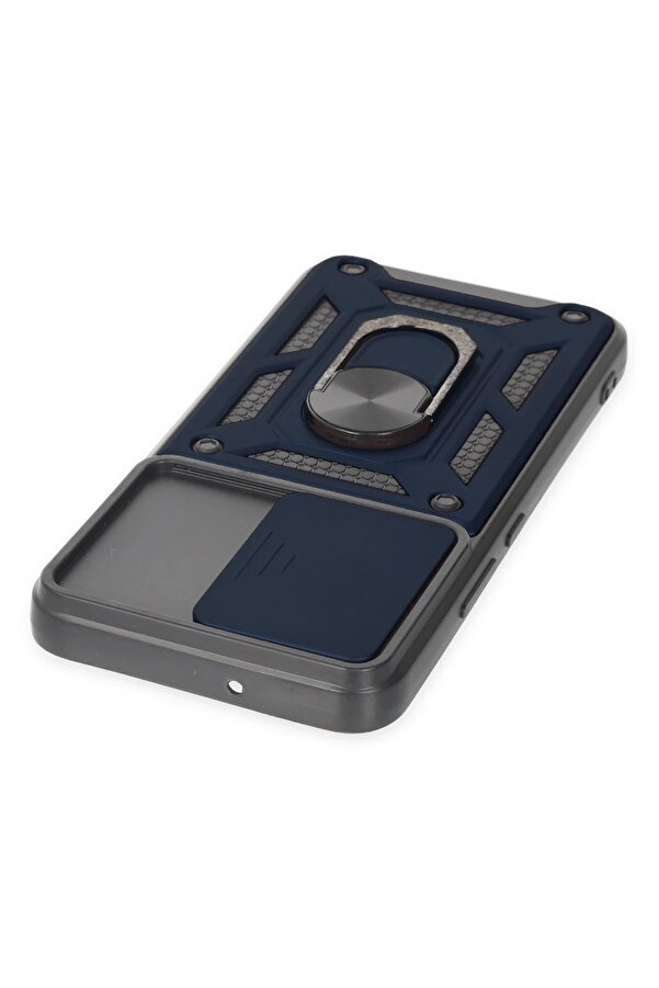 Samsung Galaxy S22 Kılıf Pars Lens Yüzüklü Si̇li̇kon - Laci̇vert - Dropx9376-4454