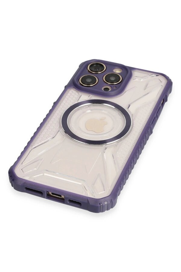 İphone 13 Pro Max Kılıf Prag Magneti̇csafe Kapak - Deri̇n Mor - Dropx2230-3197