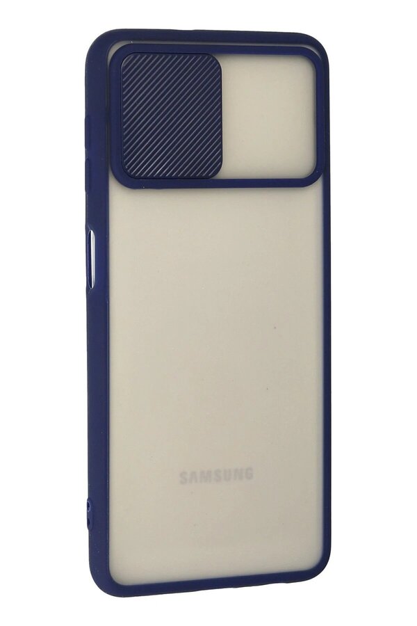 Samsung Galaxy A22 Kılıf Palm Buzlu Kamera Sürgülü Si̇li̇kon - Laci̇vert - Dropx9396-2413