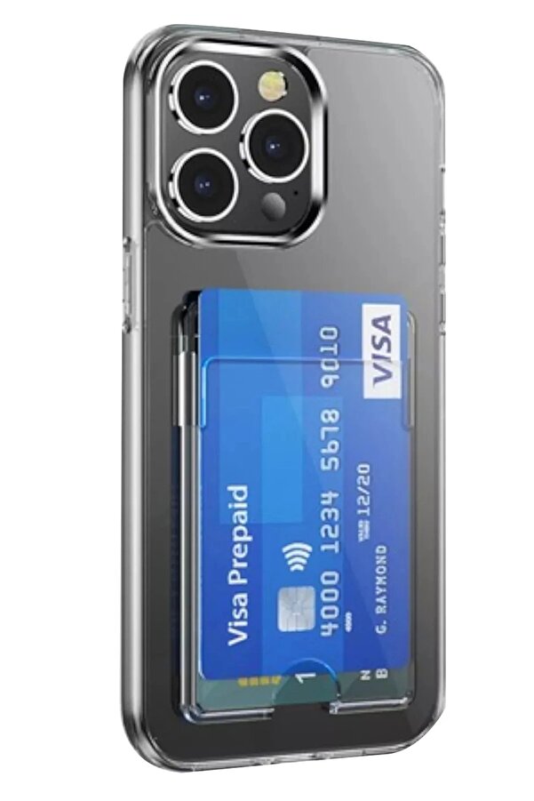 İphone 14 Pro Max Kılıf Kart Şeffaf Si̇li̇kon - Şeffaf - Dropx5157-8504