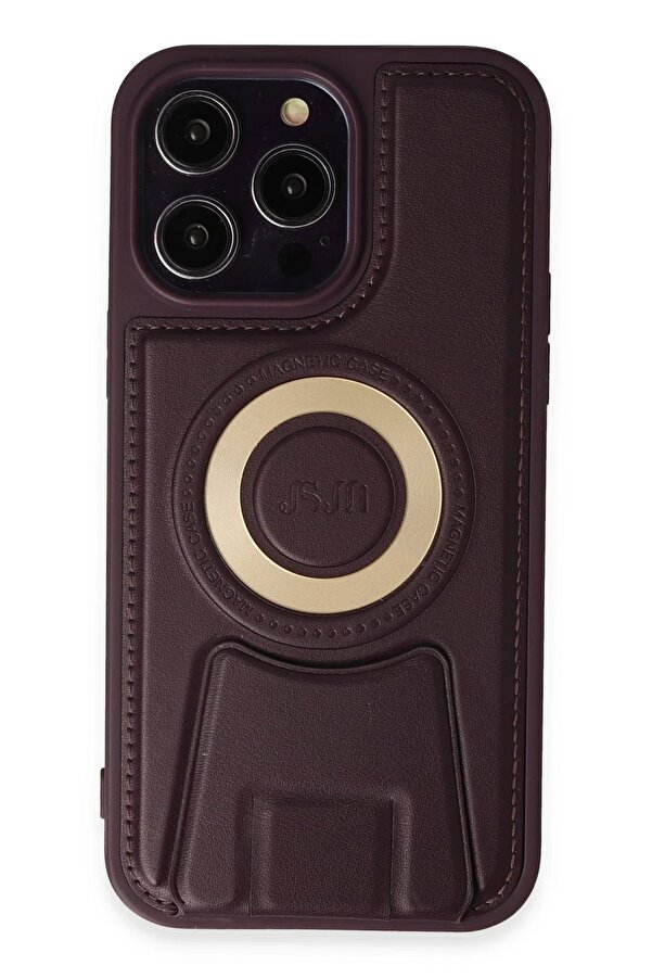 İphone 14 Pro Max Kılıf Merkür Magneti̇csafe Standlı Kapak - Deri̇n Mor - Dropx6842-1935