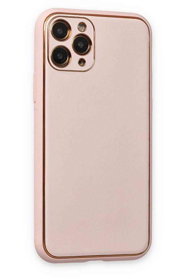 İphone 11 Pro Kılıf Coco Deri̇ Si̇li̇kon Kapak - Pudra - Dropx2432-8513