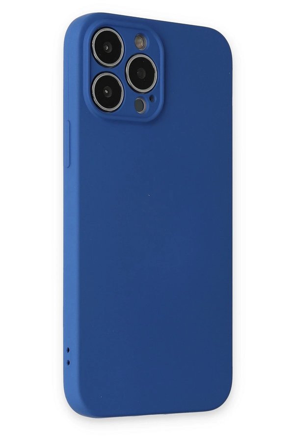 İphone 13 Pro Max Kılıf Nano İçi̇ Kadi̇fe Si̇li̇kon - Laci̇vert - Dropx8380-9266