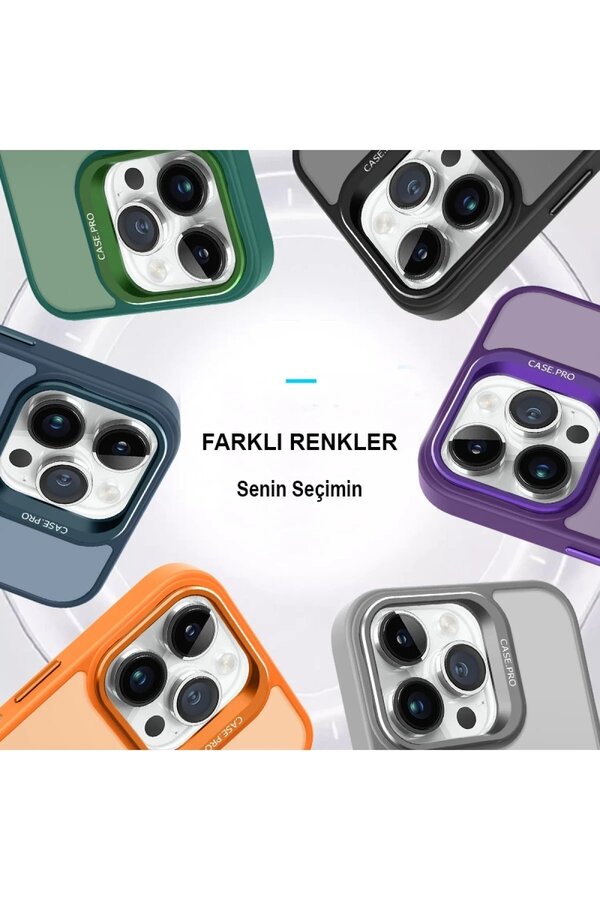 İphone 14 Pro Kılıf Flet Lens Magsafe Kapak - Turuncu - Dropx5322-8738