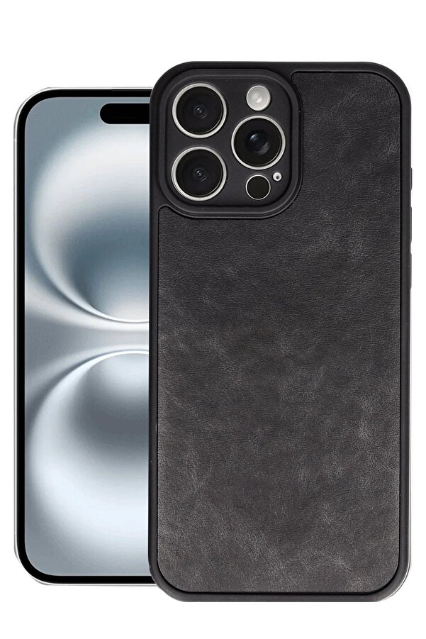 İphone 16 Pro Max Kılıf Aras Deri̇ Kapak - Si̇yah - Dropx6474-7122