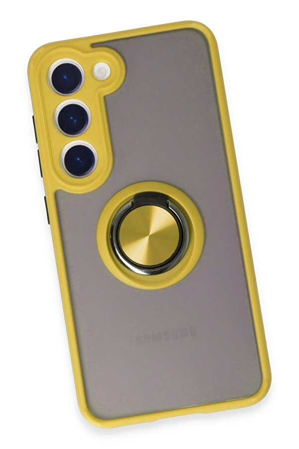 Samsung Galaxy S23 Kılıf Montreal Yüzüklü Si̇li̇kon Kapak - Sarı - Dropx4611-6256
